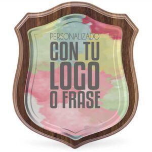 Placa escudo 2 de madera y cristal