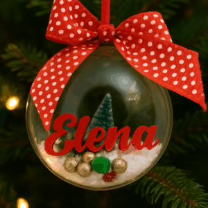 Bola de Navidad transparente personalizada con nombre en metacrilato 3d