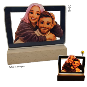 LÁMPARA FOTOS 3D ACRÍLICO Y MADERA